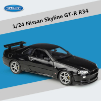 Welly 1:24นิสสัน Skyline GTR R34ล้อแม็กรถสปอร์ตรุ่นจำลอง D Iecast โลหะของเล่นรถแข่งรุ่นเก็บเด็กของขว