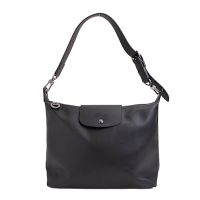 LONGCHAMP 皮革Le Pliage Xtra Hobo半月型單肩包(黑色)