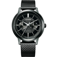 CITIZEN 星辰錶 GENTS系列光動能雙眼時尚皮帶腕錶(BU4034-82E)-41mm-黑面米蘭帶【刷卡回饋 分期0利率】【APP下單點數13倍送】