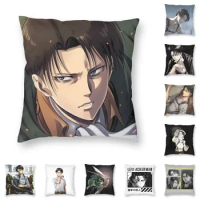 Levi Ackerman Attack On Titan Cushion Cover Print Harajuku Anime Manga Floor Pillow Case for Car Pillowcase Home Decor