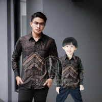 TERBARU BATIK AKSA KEMEJA BATIK PRIA dan Batik anak cowok BATIK Warna HItam Sogan