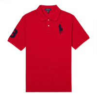 【RALPH LAUREN】RL POLO 經典刺繡大馬短袖POLO衫 上衣-青年款-紅色(精選舒適/平輸品)