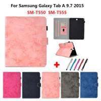 For Samsung Galaxy Tab A 9 7 Case Solid PU Leather Stand Funda For Tablet Samsung Tab A 9.7 T555 T550 SM-T550 SM-T555 Cover +Pen