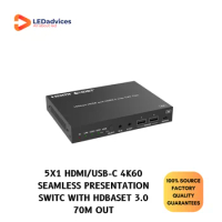 5x1 HDMI/USB-C 4K60 Seamless Presentation Switch with HDBaseT 3.0 70m Out, HDP-PSB51H70