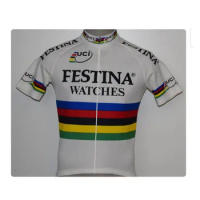 Retro Men White Cycling Jersey Short Sleeve Pro Team Summer Maillot Ciclismo Cycling Tops Bike Wear Clothing