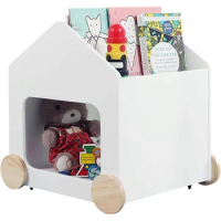 JOLIE VALLÉE TOYS &amp; HOME Wooden Kids Bookshelf, 2 in 1 Children's Bookcase with Toy Storage