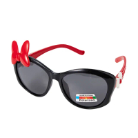 【Z-POLS】兒童專用新一代頂級矽膠彈性輕量抗UV400偏光太陽眼鏡(大框設計蝴蝶結 黑紅配色新上市！)
