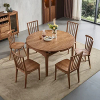 Ash wood table retractable folding dual-purpose 1.35 meters multi-functional solid wood telescopic table household type