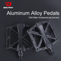 BOLANY Bike Pedals Aluminum Alloy Anti-slip Bicycle Footboard Plateform Bearing with 16 Nail Pedal MTB Cycling Accessories