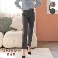 現貨【MEDUSA 曼度莎】釦環裝飾織紋修身長褲 - 2色（M-2L）｜女長褲 西裝褲 加大尺碼