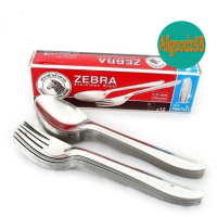 COD ช้อนส้อมสแตนเลส ยี่ห้อ Zebra Head (ช้อน + ส้อม) 1 กล่อง 12 คู่TikTok