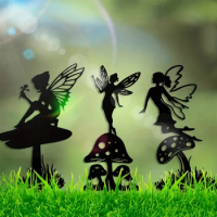 HelloYoung Rustic Garden Fairy Metal Statue - Perfect for Outdoor Decoration and Yard Paio Lawns for Garden Party Decor!