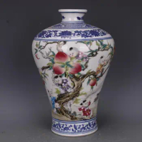 Blue And White Narrow Neck Vase Blue And White Ceramic Vase Peach Pattern Chinese Vase With Peaches