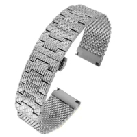 PCAVO Solid Stainless Steel Watchband for Citizen 8037 8031 Cb5848 8040 Breitling IWC Longines watch Strap 22mm silver bracelet