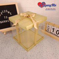 Kotak Hantaran Transparent / Gift Box (Pvc Box) Gold Office Stationery