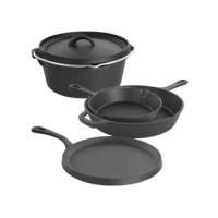 Andralyn MegaChef Pre-Seasoned Cast Iron 5-Piece Kitchen Cookware Set, Pots and Panscookware pots and pans set
