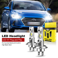 2PCS For Hyundai Elantra 2013-2018 High Beam Led Bulb H7 Without Fan Headlight Bulb 60W 6000K Plug and Play 12V H7