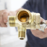 Gold Tone Brass 3 Way Compressor Check Valve Fitting