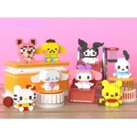 Sanrio Kuromi My Melody Cinnamoroll Action Figures Model Hello Kitty Building Block Bricks Toy Kids Gfit