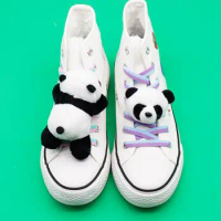 Cute Cartoon Panda Plush Doll Sneakers Charms for Converse Fashion Accessories Charms Shoes Decorations