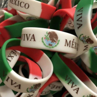 300pcs Wide Country Flag Multicolor Mexico Viva Wristbands Silicone Bracelets