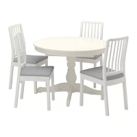 INGATORP/EKEDALEN 餐桌附4張餐椅, 白色 白色/orrsta 淺灰色, 110/155 公分