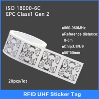 20PCS UHF RFID Wet Inlay Tag 18000-6C 860-960MHz RFID UHF Sticker Label U8/U9 Chip Electronic label 915 MHz High Quality