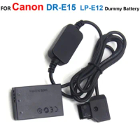 DR-E15 DC Coupler LP-E12 Fake Battery+ACK-E15 D-TAP Dtap12-24V To 8V Step-Down Cable For Canon EOS-100D Kiss x7 Rebel SL1 SX70HS
