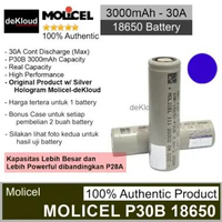 Authentic MOLICEL P30B 18650 Battery | 3000mAh 30A | baterai original batere rechargeable | ini buka
