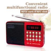 Mini Portable FM Radio Radio w/Retractable Antenna USB Rechargeable Handheld Digital TF/MP3 Player Speaker Device Supplies