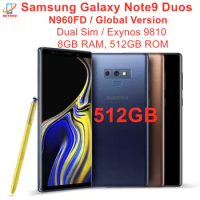 Samsung Galaxy Note9 Note 9 Duos N960FD Dual Sim 512GB ROM 8GB RAM LTE Octa Core 6.4" NFC Exynos Original Unlocked Cell Phone