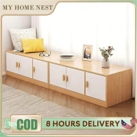 Bay Window Storage Cabinet Waterproof Plywood Low Cabinet Space Saving Bench TV Rack for Balcony Liv