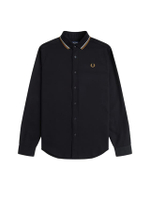 เสื้อเชิ้ตผู้ชาย POLO COLLAR WOVEN PIQUE SHIRT สีดำ