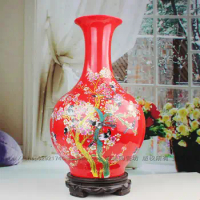 Jingdezhen porcelain vase Chinese red rose porcelain bottle The vase New ceramic furnishing articles