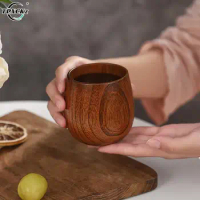 High Quality Retro Handmade Natural Wooden Cup Jujube Wood Reusable Tea Cup Household Kitchen Supplies