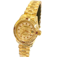 【ROSDENTON 勞斯丹頓】公司貨R1 經典禮讚 晶鑽紅寶石機械腕錶-金色系-女錶-錶徑25mm(97628LGA-C)