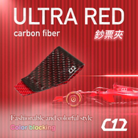 【最佳送禮】 C12 烈焰紅 碳纖維X玻璃纖維 輕量化 F1鈔票夾 信用卡夾 卡夾 錢夾