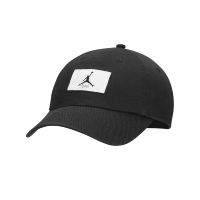 【NIKE 耐吉】帽子 Jordan Club 男女款 黑 白 棒球帽 可調式 大LOGO 喬丹 飛人(FD5181-010)