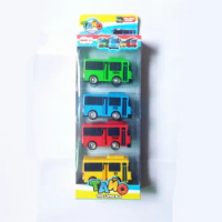 4pcs/set little Toy bus Korean Cartoons oyuncak araba ko car model mini plastic pull back tayo bus for kids Christmas gift