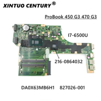 827026-001 827026-601 Laptop motherboard For HP Probook 450 G3 Core SR2EZ I7-6500U Mainboard DA0X63MB6H1 DDR3