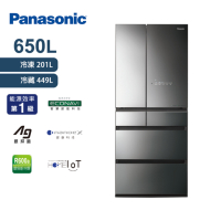 Panasonic國際牌 650L 日本製無邊框玻璃系列六門電冰箱 鑽石黑 NR-F658WX