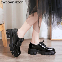 Platform Shoes Oxford Shoes For Women Creepers Womens Shoes Comfort Black Flats Sepatu Wanita Korea 