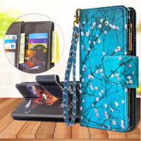 For Apple iPhone 12 mini 11 Pro Max XS XR X 10 Painted Pattern Flip Leather Case Zipper Wallet Bag Card Holder Stand Phone Cover