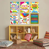 6 pcs decorated posters colorful Classroom Library Reading posters Colorful decorated books Corner bookshelves Wall decoration