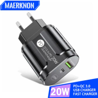 20W Fast USB Charger Type C Quick Charge 3.0 Wall Adapter For iPhone 13 12 Pro Max Samsung Xiaomi Mobile Phones PD USB C Charger
