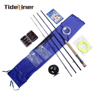 Tideliner Fly Fishing set 2.74M 4 sections carbon fiber spinning fly fishing Rod Combo Kits Fly Reel 36 pcs Lures Lines