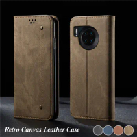 Luxury Flip Denim Leather Case For Huawei Mate 30 Pro Mate 40 P50 P40 Lite P30 Pro Magnetic Wallet Card Cover Phone Cases Coque