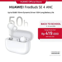 HUAWEI FreeBuds SE 4 ANC TWS l Up to 50dB l 10mm Dynamic Driver | 50H Long Battery Life l IP54 White