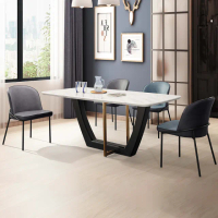 【BODEN】陶德6尺工業風石面造型餐桌椅組(一桌四椅-兩色可選)