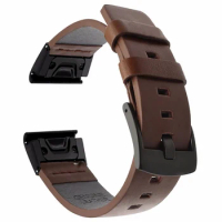26 22MM Leather Quick Release Watchband Strap For Garmin Fenix 7X 7 6 6X Pro 5 5X Plus 3 HR Watch Easyfit Wrist Band Bracelet
